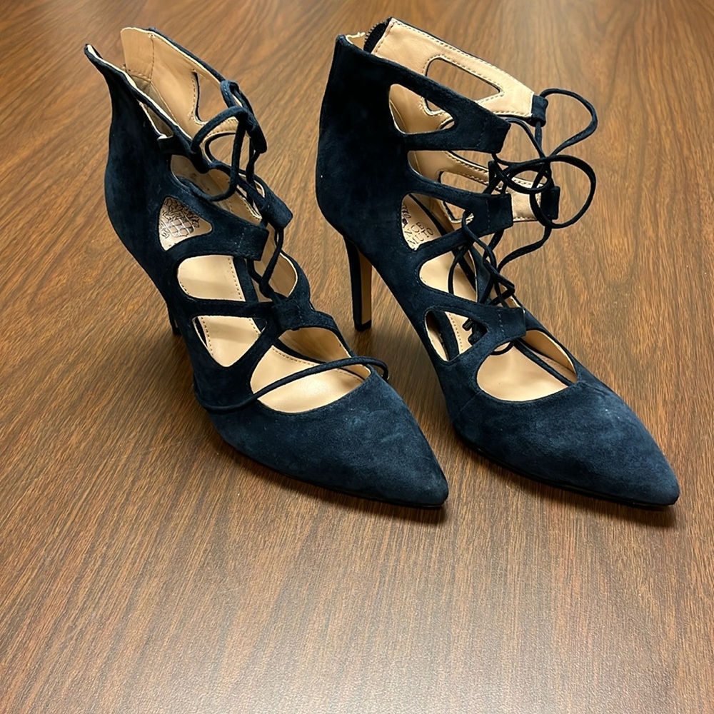 Vince Camuto suede lace‎ up heels, size 8.5, NWOT